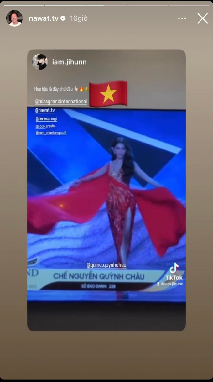 Liên tục xuất hiện trên story chủ tịch Miss Grand International - Mr. Nawat: Tín hiệu vũ trụ gọi tên Chế Nguyễn Quỳnh Châu?