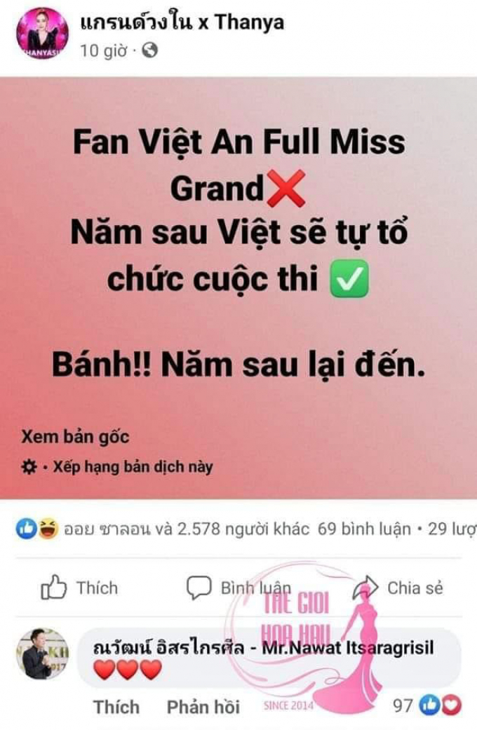 Fanpage Thái khiêu khích: Không hỗ trợ Việt Nam đăng cai MGI 2023, Mr Nawat thả tim nhiệt tình