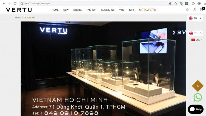 Website hãng điện thoại xa xỉ Vertu bất ngờ công bố 2 cửa hàng tại Việt Nam