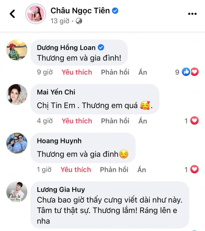 Nhiều sao Việt lên tiếng động viên, bảo vệ Châu Ngọc Tiên và gia đình sau phát biểu của danh ca Phương Dung