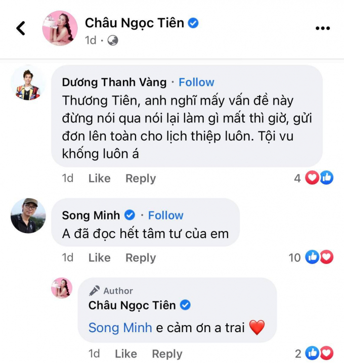 Nhiều sao Việt lên tiếng động viên, bảo vệ Châu Ngọc Tiên và gia đình sau phát biểu của danh ca Phương Dung