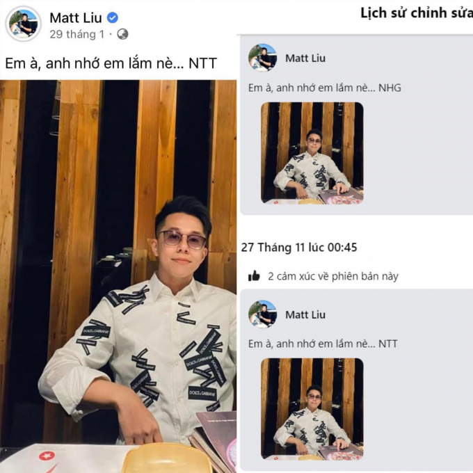 Bạc bẽo đến khó hiểu: Matt Liu đổi caption ảnh nhớ nhung Hương Giang sang tên người yêu mới