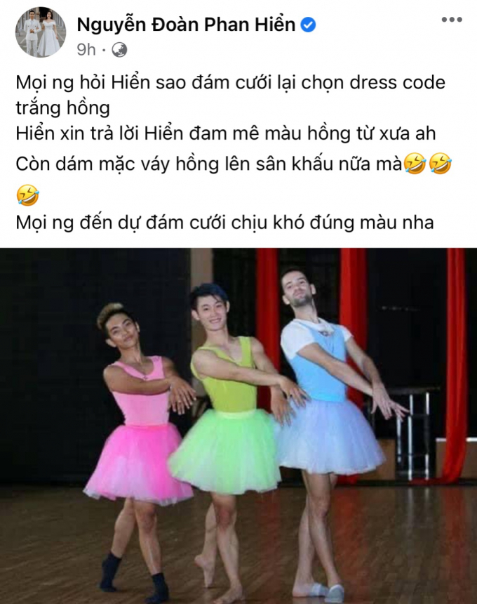 Phan Hiển tung ảnh diện váy hồng, tiết lộ lý do chọn màu dresscode cho đám cưới khiến fans cười nghiêng ngả