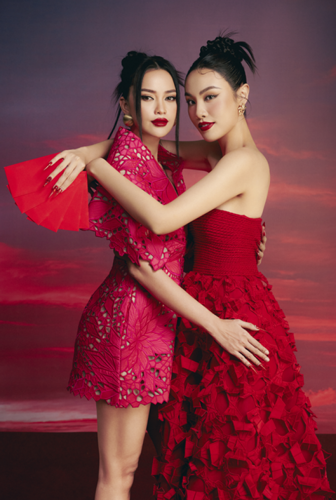 Bận rộn thi quốc tế, Ngọc Châu vẫn kịp chụp ảnh Tết cùng top 3 Miss Universe Vietnam 2022