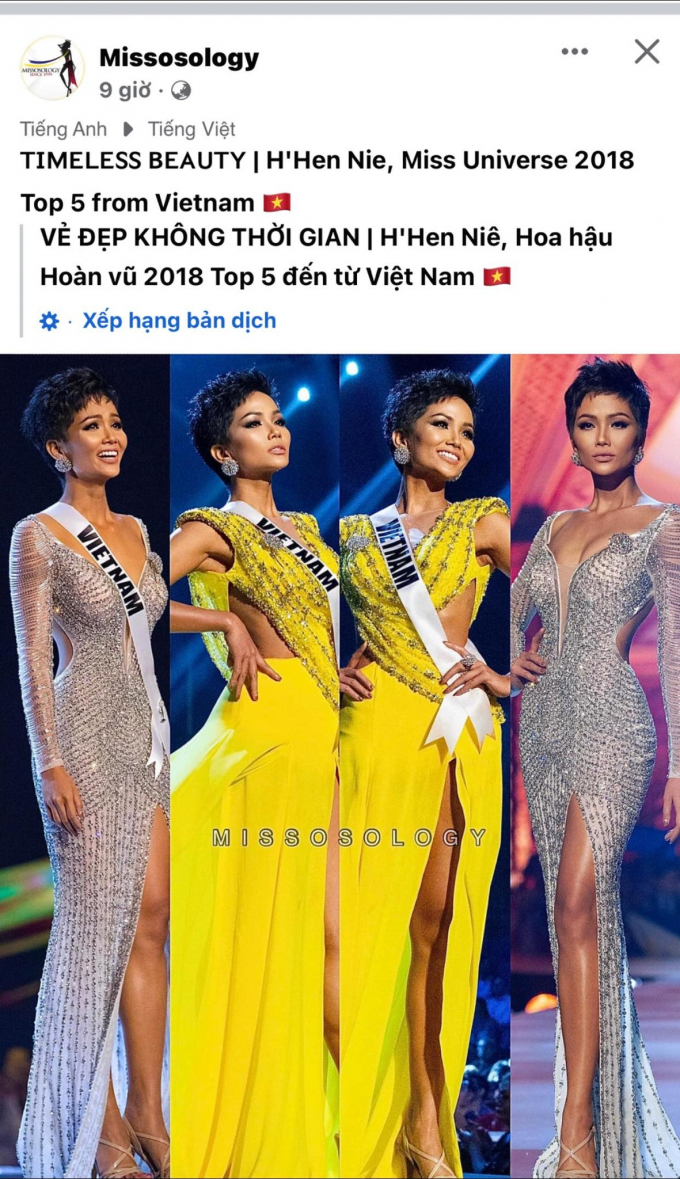 Lọ lem châu Á HHen Niê tiếp tục được Missosology gọi tên: Top 5 Miss Universe 2018 chưa hết hot sau 5 năm