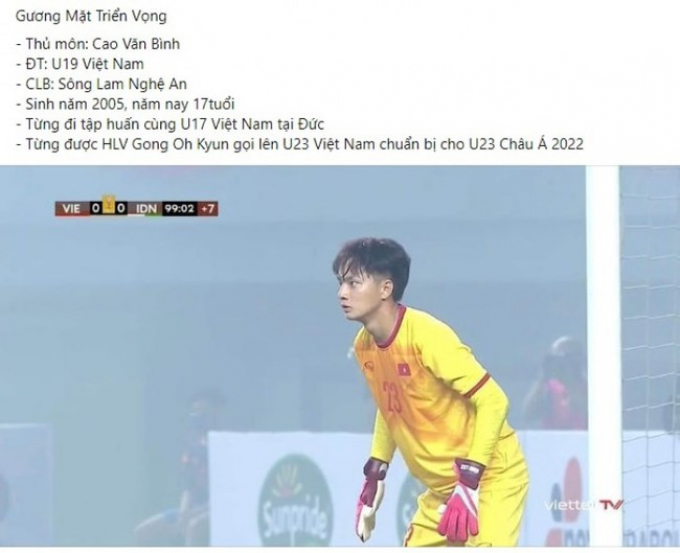Thủ môn Cao Văn Bình - U20 Việt Nam: Gây sốt vì... quá điển trai