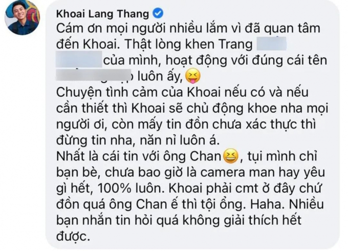 Bị đồn đang có mối quan hệ tình cảm với Chan La Cà, Khoai Lang Thang phản ứng thế nào?