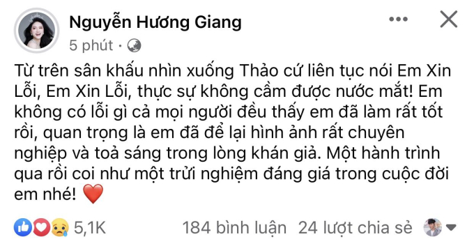 Dịu Thảo liên tục xin lỗi khi dừng chân ở Top 11, Hương Giang bật khóc vì đặt kỳ vọng lớn ở đàn em
