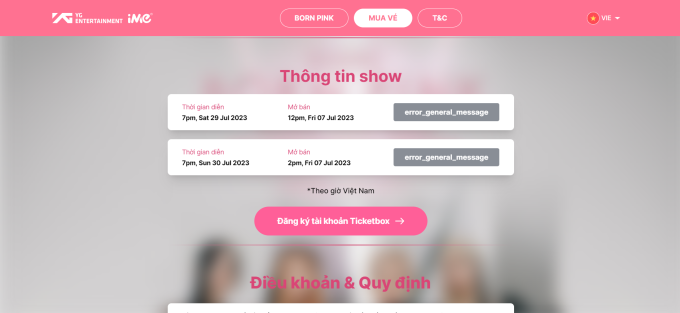 Trang bán vé đêm diễn Blackpink ở Mỹ Đình sập sau 1 phút mở bán