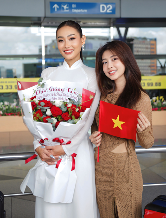 Giáng Tiên diện áo dài trắng nền nã đầy duyên dáng, chính thức lên đường dự thi Miss World Tourism 2023