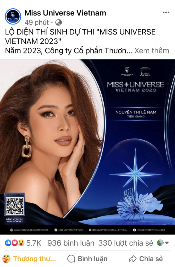 Lệ Nam xác nhận tham gia Miss Universe Vietnam 2023