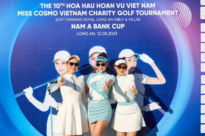 Bộ ba Hoàn vũ Ngọc Châu - Thảo Nhi Lê - Thủy Tiên tham gia giải Golf từ thiện lần thứ 10