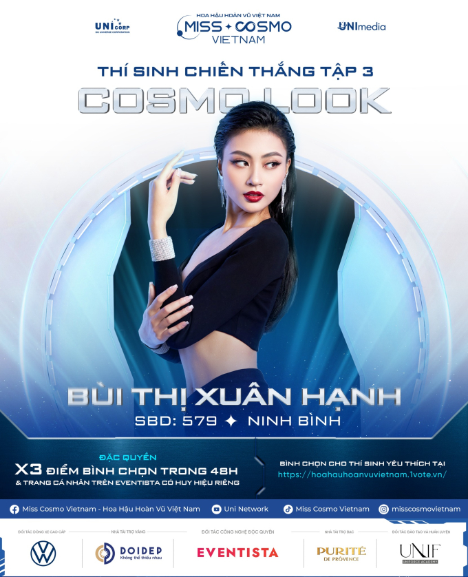 Chiến thắng ngoạn mục ở tập 3 Miss Cosmo Vietnam, Xuân Hạnh nhận ngay đặc quyền nhân 3 điểm bình chọn