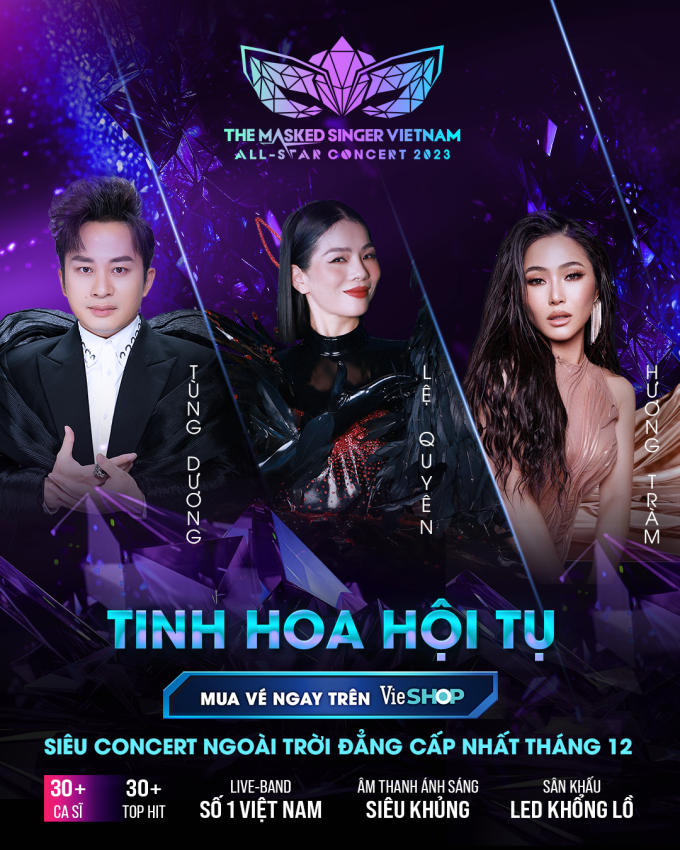 Thiên Nga Đen - Lệ Quyên tái xuất, Tùng Dương - Hương Tràm trình diễn tại Concert The Masked Singer Vietnam