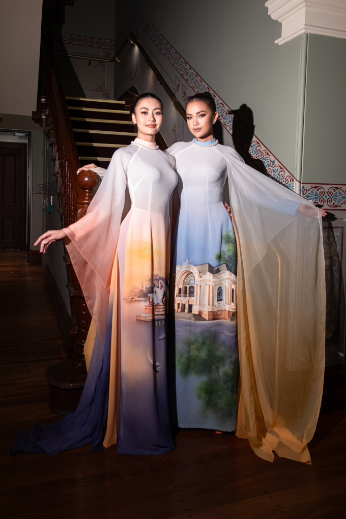 Chị em Hoàn vũ Ngọc Châu - Xuân Hạnh tự hào giới thiệu vẻ đẹp áo dài tại Úc