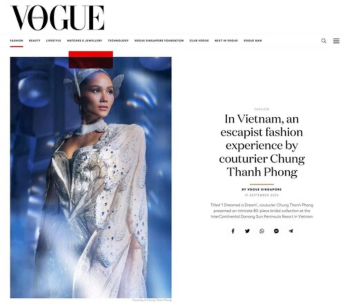 Chủ biên tạp chí Vogue Singapore khen ngợi đêm thời trang của NTK Chung Thanh Phong