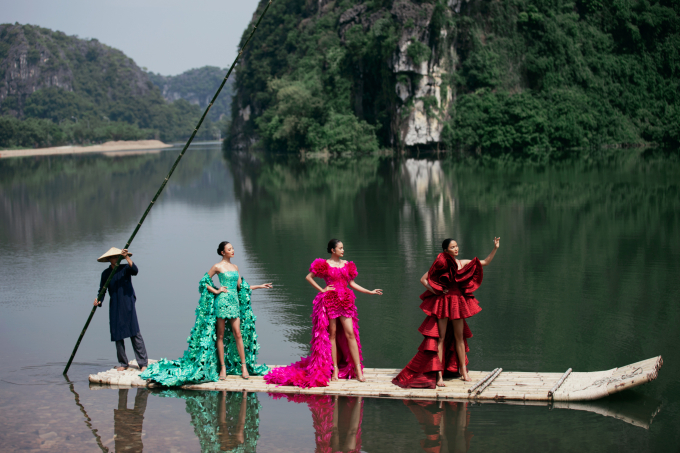 Dàn thí sinh Miss Cosmo khoe nhan sắc, trình diễn thời trang tại đảo Khê Cốc, Ninh Bình