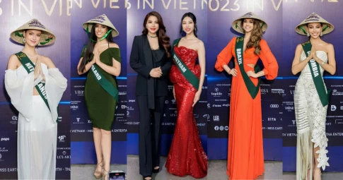 Trưởng BTC - Trương Ngọc Ánh trao sash, tặng nón lá Việt Nam cho 90 "chị đẹp" Miss Earth 2023