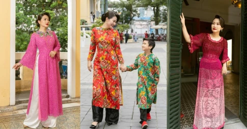 Ngọc Lan cùng quý tử dạo phố, chụp ảnh với áo dài nhân dịp Xuân Giáp Thìn 2024