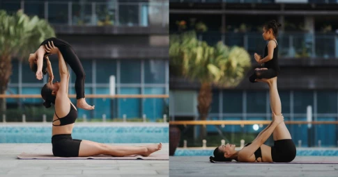 "Ái nữ" của Trà Ngọc Hằng tập yoga chuyên nghiệp, thể hiện loạt động tác khó nhằn