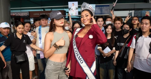 Xuân Hạnh cùng fan Việt ra sân bay chia tay Miss Cosmo - Tata Juliastrid về Indonesia