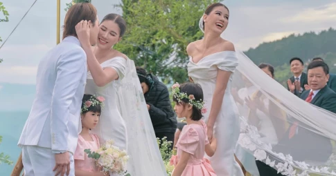 Trang Trần và ông xã Việt kiều tổ chức hôn lễ thơ mộng, bất ngờ trước danh tính của người bắt hoa cưới