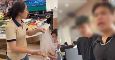Đại gia đình lấy thức ăn tại nhà hàng buffet mang về nhà khiến netizen "lắc đầu ngao ngán"