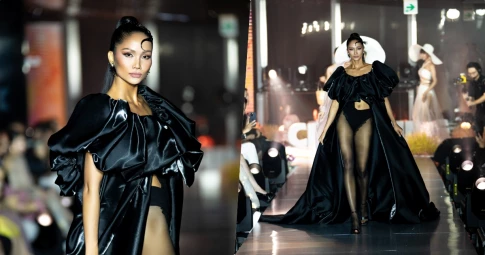 H'Hen Niê "cực cháy" với set bikini đen huyền bí, tiếp tục làm vedette trong show của NTK Thảo Nguyễn