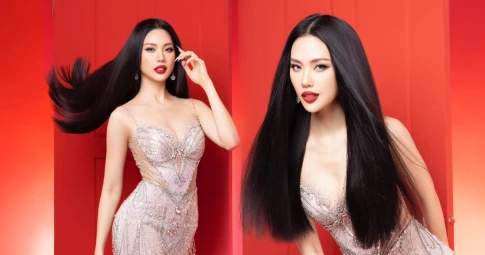 Bùi Quỳnh Hoa sắc sảo khi diện váy dạ hội của NTK Lê Ngọc Lâm, sẵn sàng cho "cuộc chiến" Miss Universe Vietnam