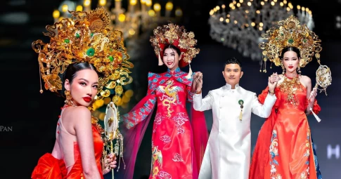 Ngọc Quyên tái xuất sàn diễn, sải bước cùng á hậu Trúc Diễm trong BST áo dài của NTK Ngô Nhật Huy