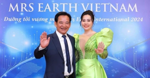 Quang Tèo cùng 'cô vợ màn ảnh' Phan Kim Oanh ngồi 'ghế nóng' Mrs Earth Vietnam 2024