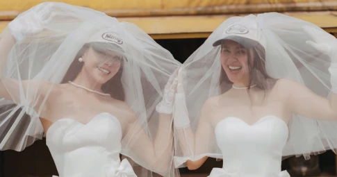 Trà Ngọc Hằng hóa cô dâu với áo cưới đen trắng đối lập, đặt mục tiêu lấy chồng trong năm 2024