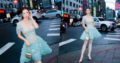 Lý Nhã Kỳ chụp ảnh street style, khoe nhan sắc quyến rũ giữa lòng Đài Bắc