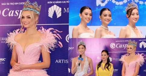 Hoa hậu Lương Thùy Linh cùng á hậu Kiều Loan rạng rỡ làm MC song ngữ đón đại biểu Miss World
