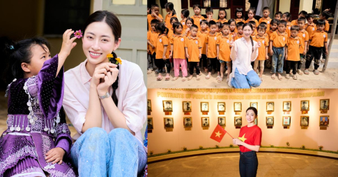 Hoa hậu Lương Thùy Linh hỗ trợ sơn mới 7 ngôi trường xuống cấp, giúp học sinh đến trường ở vùng cao