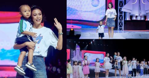 Mâu Thủy lần đầu cùng con trai Mun trình diễn trên sàn runway tại 