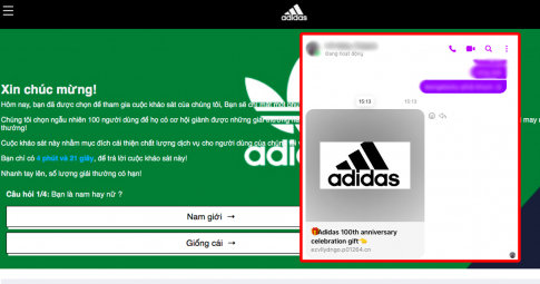Tiếp tục xuất hiện tin nhắn lừa đảo "cộp mác" Adidas khiến CĐM ngán ngẩm