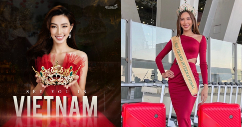 Hoa hậu Hòa bình Quốc tế Thùy Tiên diện váy đỏ rực rỡ, đội vương miện tiền tỷ trong ngày về Việt Nam