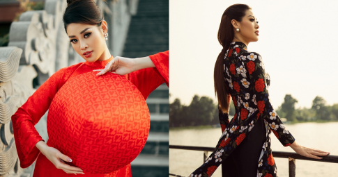 Khánh Vân khoe visual đỉnh cao cùng áo dài, xứng danh host "Hoa hậu Hoàn vũ Việt Nam 2022"