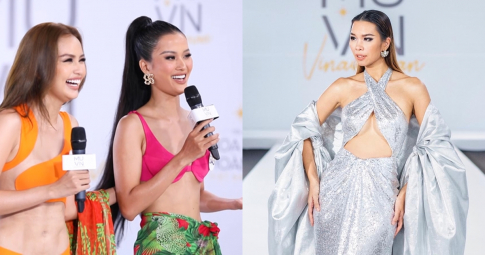 Hương Ly ứng xử thảo mai tại Hoa hậu Hoàn vũ Việt Nam 2022, Hà Anh chê thẳng mặt: "Em dại lắm"