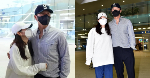 Vợ chồng Hyun Bin - Son Ye Jin ôm chặt nhau không rời tại sân bay, netizen mong chờ tin vui