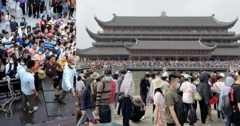 Cảnh tượng hỗn loạn ở chùa Tam Chúc: Hàng ngàn người dân chen chúc nhau lên du thuyền miễn phí