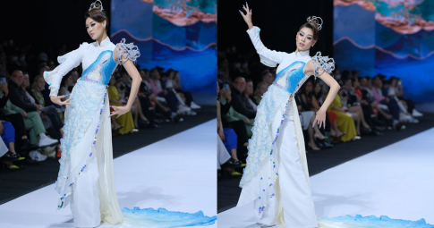 Khánh Vân diễn áo dài đỉnh thế này bảo sao 2 lần giật giải Người đẹp áo dài của Hoa hậu Hoàn vũ Việt Nam