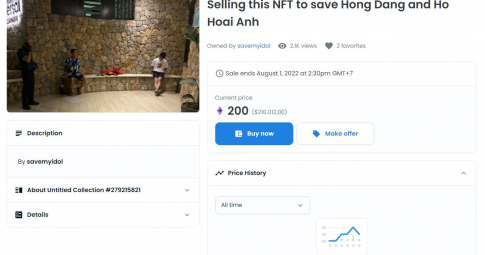 NFT 'Hong Dang - Ho Hoai Anh' được rao bán với giá 'sương sương' 5 tỷ đồng