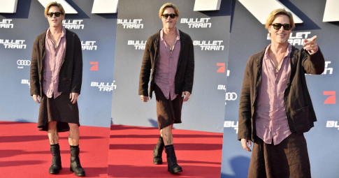 Tưởng đùa, ai ngờ Brad Pitt mặc váy tới thảm đỏ: "sát thủ máu lạnh" lại "lầy" đến thế!