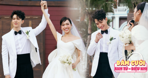 Diệu Nhi, Anh Tú "xả kho" loạt ảnh hôn lễ: Vợ chồng hạnh phúc nắm chặt tay nhau ngày chính thức thành đôi