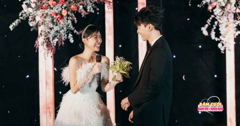 "Đứng hình" với clip cô dâu Diệu Nhi hát tặng chú rể Anh Tú trong tiệc tối đám cưới