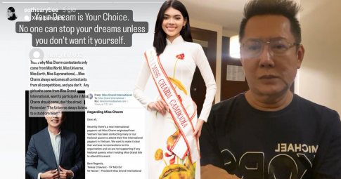 Miss Charm Cambodia "đá thẳng" Mr. Nawat cực căng, ẩn ý: "Miss Grand mãi xếp sau Miss Universe"