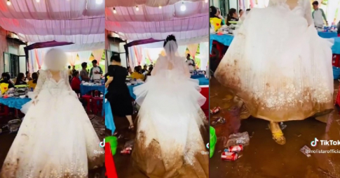 Chủ shop áo cưới khóc thét khi cô dâu đãi đám cưới ngay combo mùa mưa, đường đất