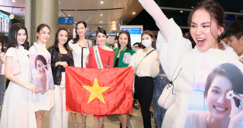 Lên đường chinh chiến Miss International trong đêm, Phương Anh được dàn hậu ra tiễn náo loạn phi trường